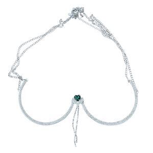 Rhinestone Heart Chest Bracket Bra Body Chain Jewelry New